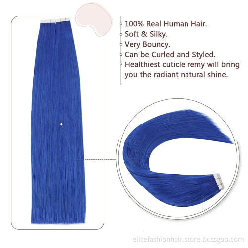 Colored High quality Human Hair Extensions Soft Straight Colored Remy Tape in human Hair Extensions tape weft hair extensions